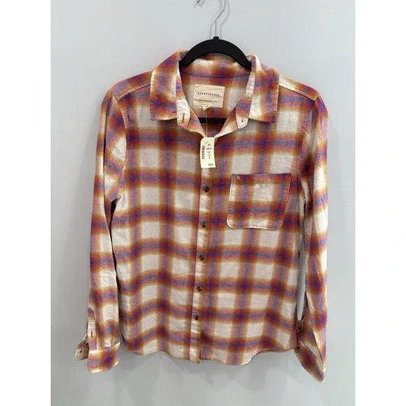 Aeropostale Boyfriend Fit Plaid Shirt Medium Button Front NWT Cotton Blend - Picture 4 of 10
